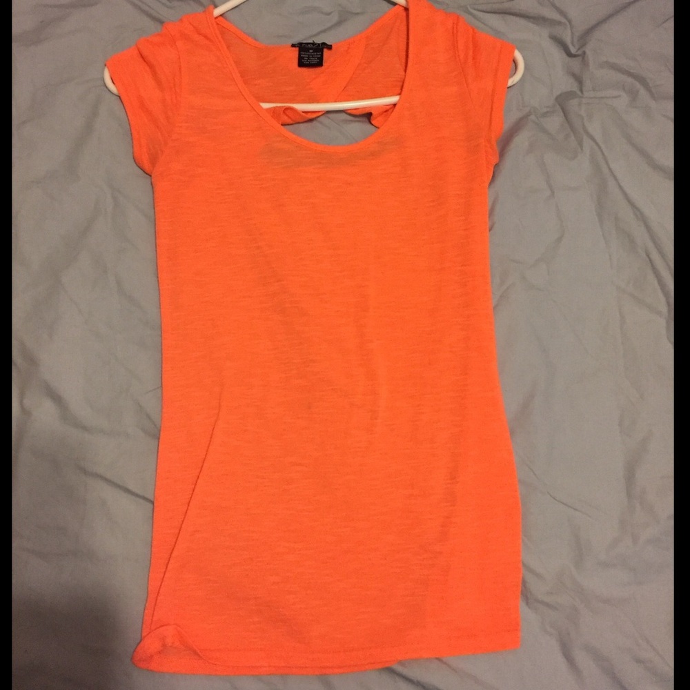 Neon orange cotton t- shirt